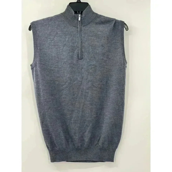 Peter Millar Crown Crafted Men's Gray 1/4 Zip Wool Blend Sleeveless Vest Sz S - Picture 1 of 5